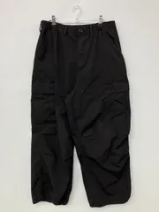 カーゴパンツ M ブラック クロップド・半端丈 無地 ワイド・ルーズ レギュラー ウエストゴム・紐
