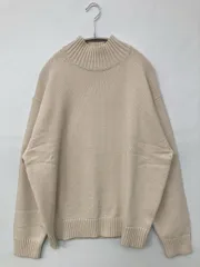 UNIQLO ユニクロ ニット/セーター M ベージュ ニット ナイロン ウール・ニット 無地 ミドル丈 長袖 タートルネック/ハイネック