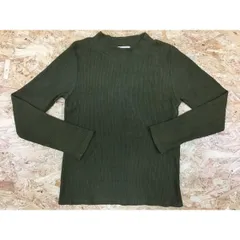 【中古】[印象B] BEAMS HEART ビームスハート レディース サイズ不明 オリーブ カットソー モックネック 襟ぐり広め リブストライプ 無地 長袖のサムネイル