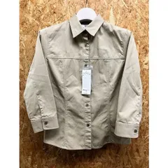 【新品】[印象N] NATURAL BEAUTY BASIC ナチュラルビューティーベーシック レディース S グレージュ・カーキ 綿100% ボタンシャツジャケット 無地 7分袖のサムネイル
