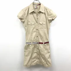 【中古】[印象B] TOMMY GIRL トミーガール シャツワンピース レディース XS ベージュ系 綿×ポリウレタン 裏地無し フラッグタグ サファリ ボタン留め オープンカラーのサムネイル