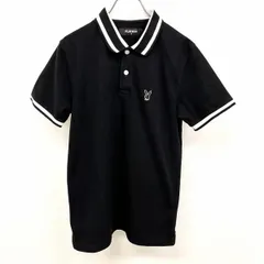 【中古】[印象AB] PLAYBOY プレイボーイ ポロシャツ レディース M ブラック×ホワイト 黒 綿×ポリ 鹿の子 ハーフジップ ハイネック ウサギの刺繍 半袖のサムネイル