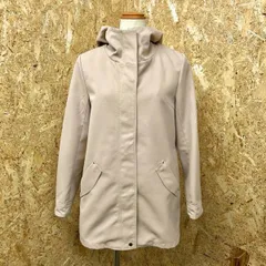 【中古】[印象AB] INGRID イングリッド レディース 9AR ベージュ ポリ100% ハイネックジャケット パーカー コート ドットボタン×ジップ 内側にボーダー 長袖のサムネイル