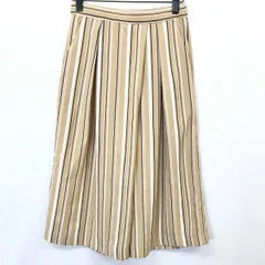古着 ROPE PICNIC ロペピクニック 36 レディース 薄手 ガウチョパンツ クロップド ウエストゴム ストライプ ブラウン系×くすみピンク系など