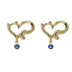 【新品】 [ジュエリーショップエム] ピアス レディース 猫 オープンハート 誕生石 カラーストーン 金属アレルギー対応 bd0005 9月 サファイア 0