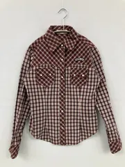 tommy girl トミーガール シャツ/ブラウス XS レッド コットン チェック柄 ワンポイント ミドル丈 長袖 レギュラーカラー