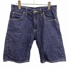 【中古】[印象AB] リー Lee デニムショーツ ショートパンツ ハーフパンツ テーパード 牛革ラベル ジップフライ 綿100% コットン100% 30 ブルー 青 メンズ