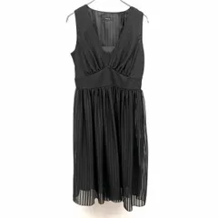 古着 COMME CA ISM ノースリーブ シフォンワンピース ストライプ 裏地が脱着可能なキャミソールタイプ ポリ100% M 黒(ラメ糸入り) レディース