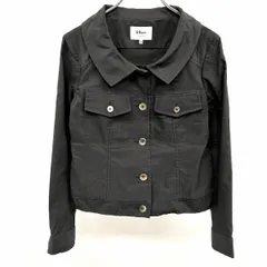 古着 49AV. junko shimada 薄手 微光沢 シャツジャケット ヘリンボーン 裏地無し 長袖 綿×ポリ 38 グリーンブラック系 黒系 レディース 女性