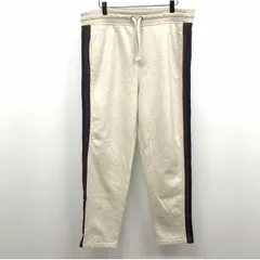 古着 GAP スウェット イージーパンツ 裏起毛 ウエストにゴムと紐 綿×ポリ L ヘザーオフホワイト×ネイビー×ワインレッド 杢白系 メンズ 男性