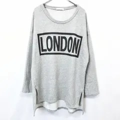 古着 SSONG - - レディース スウェットシャツ ロング カットソー チュニック ビッグシルエット 裏毛 プリント 英字 LONDON 長袖 - ヘザーグレー