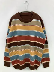ニット/セーター その他 ボーダー柄 ミドル丈 長袖 クルーネック(丸首)