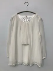 シャツ/ブラウス LL ホワイト 無地 ミドル丈 長袖