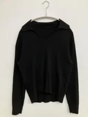 UNIQLO ユニクロ ニット/セーター M ブラック ナイロン 無地 Vネック 長袖