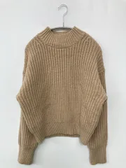 UNIQLO ユニクロ ニット/セーター M ベージュ ウール・ニット 無地 ミドル丈 長袖 タートルネック/ハイネック