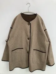 OLIVE des OLIVE オリーブデオリーブ ノーカラージャケット M ベージュ 合成皮革/人工皮革 無地 ミドル丈