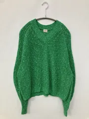 green label relaxing グリーンレーベルリラクシング ニット/セーター グリーン コットン リネン・麻 ナイロン 無地 ミドル丈 長袖 Vネック