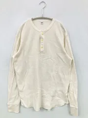 UNIQLO ユニクロ Tシャツ/カットソー M ホワイト 無地 ミドル丈 長袖 ヘンリーネック