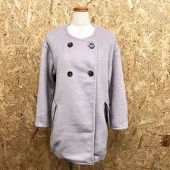 【中古】[印象B] NICE CLAUP ナイスクラップ レディース ライトパープル ポリエステル×レーヨン 起毛コート ボタン留め ノーカラー裏地付き 長袖のサムネイル
