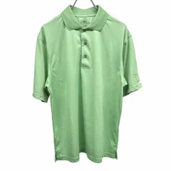 古着 PGAツアー PGA TOUR ゴルフ ポロシャツ ボーダー ポケット無し 半袖 裾の両サイドにスリット ポリ100% S グリーン 緑 メンズ