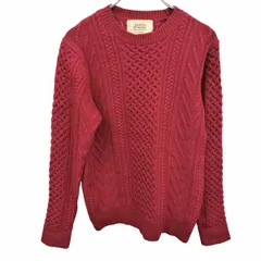 【中古】[印象AB] ジャーナルスタンダード JOURNAL STANDARD ケーブルニット セーター スリムフィット 長袖 丸首 ウール100% M レッド 赤 レディース