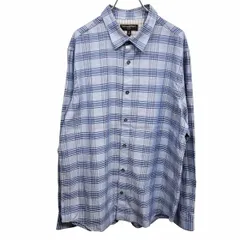 【中古】[印象A] BANANA REPUBLIC バナナリパブリック シャツ メンズ L ブルー 青 綿100% チェック×ヘリンボーン ポケット無し 長袖 レギュラーカラーのサムネイル