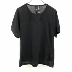 古着 アディダス adidas スポーツシャツ プラクティスシャツ 首元と後ろ身頃がメッシュ生地 半袖 ポリ100% L ブラック 黒 レディース(メンズ？)