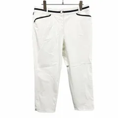 【中古】[印象AB] adabat アダバット テーパードパンツ レディース 42 オフホワイト 白系×紺 ナイロン×ポリウレタン ゴルフ ストレッチ 裾スリット 刺繍のサムネイル