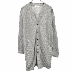 【中古】[印象A] tk.TAKEO KIKUCHI ティーケータケオキクチ カットソー / ロングカーディガン メンズ S ヘザーグレー ポリ×綿 薄手 ジャカードのハーリキンチェック 長袖 Vネックのサムネイル