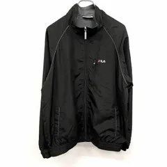 【中古】[印象A] FILA フィラ ブルゾン / ジャケット メンズ L ブラック×グレー 黒 ポリ100% ハイネック 胸にジップポケット 若干薄手 ジップアップ 裏地付き ロゴ刺繍 ラグラン 長袖のサムネイル