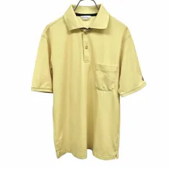【中古】[印象AB] MASTERS マスターズ ポロシャツ メンズ M イエロー 黄×濃紺 ポリエステル100% ゴルフ 鹿の子 袖にロゴ刺繍 胸ポケット 半袖のサムネイル