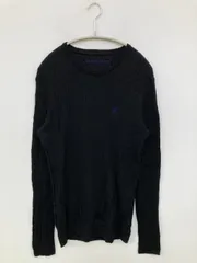 BLACK LABEL ブラックレーベル ニット/セーター ブラック ニット ワンポイント ブランドロゴ ミドル丈 長袖 クルーネック(丸首)