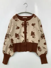 continuer de NICE CLAUP コンティニューデナイスクラップ カーディガン/ボレロ F ベージュ 無地 花柄・ボタニカル柄 ショート丈 長袖