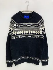 ニット/セーター M ブラック コットン ニット その他総柄 長袖 ミドル丈 クルーネック(丸首)