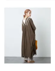 FREAK'S STORE フリークスストア ワンピース F ブラウン コットン 無地 刺繍 半袖 ロング・マキシ丈