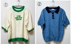 ニコアンド ①リンガーロゴニット ②12Gハイツイストポロ襟ニット２枚セット