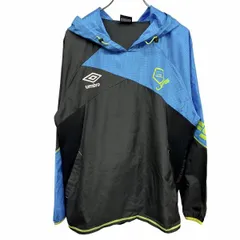 【中古】[印象AB] UMBRO アンブロ プルオーバー / パーカー / ジャケット メンズ S ブルー 青×黒×緑 ポリ100% サイドがメッシュ生地 ロゴプリント 薄手 とても薄い チェック ラグラン 長袖のサムネイル