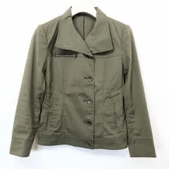 【中古】[印象AB] COMME CA DU MODE コムサデモード レディース 9 グリーンカーキ 薄手 シャツジャケット 無地 ボタン留め 裏地は袖裏地のみ(キュプラ) 長袖のサムネイル