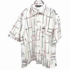 【中古】[印象B] GOTCHA ガッチャ シャツ メンズ オフホワイト 白系×赤×グレーグリーン 素材の記載が消えており素材不明ですが生地感はコットン系 裾の両サイドにスリット チェック風のライン柄 半袖 胸ポケット ボックスカットのサムネイル