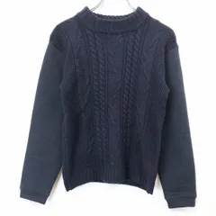 古着 SENSE OF PLACE by URBAN RESEARCH ケーブルニット セーター 裏起毛スウェットスリーブ 長袖 アクリルなど フリー ネイビー レディース