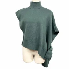 古着 ムルーア MURUA ニット セーター ロングテール キモノスリーブ ハイネック サイドスリット アクリル×ナイロンなど F グリーン レディース
