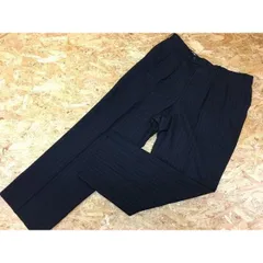 古着 ※ブランド不明 サイズ不明 メンズ 薄手 スラックス パンツ 2タック テーパード ストライプ ジップフライ 羊毛100% ブラック×グレー