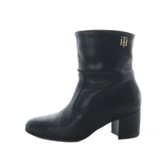 トミーヒルフィガー TOMMY HILFIGER ショートブーツ 36 23cm 黒 ブラック 無地 ブロックヒール ロゴ金具 /RI ■OSのサムネイル