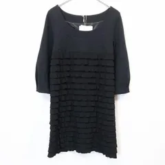 【新品】[印象N] MINIMUM MINIMUM ミニマムミニマム ワンピース レディース 2 ネイビー×ブラック 紺×黒 ティアード風フリル 裏地付き 7分袖のサムネイル