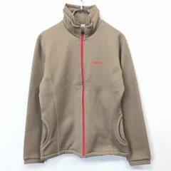 古着 アディダス adidas ジップアップ ブルゾン ジャケット カットソー 裏ファー ハイネック 長袖 ポリ100% M ベージュブラウン レディース