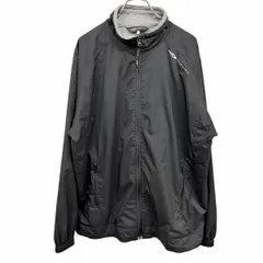 【中古】[印象AB] TIGORA ティゴラ ジャケット メンズ LL XL 黒 ポリ100% 裾に調節ゴム 内ポケット無し 薄手 ハイネック ジップアップ 長袖 襟のフチにボーダー ラグランのサムネイル