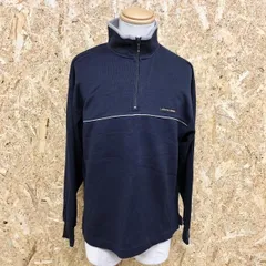 【中古】[印象BC] MICHIKO LONDON ミチコロンドン メンズ M ネイビー 紺 綿×ポリ ハイネックカットソー ハーフジップ 胸にロゴ 裾サイドにスリット 長袖のサムネイル