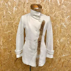 古着 ディグレース DGRACE コート 裏地付き ファー脱着可 ボタン留め 長袖 ウール×アンゴラ(ファー：ラビット) 36 オフホワイト レディース