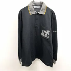 古着 GREEN CLUBS グリーンクラブ ポロシャツ 鹿の子 ルーニー・テューンズ 長袖 日本製 綿100% 3 グレーネイビー系×ヘザーグレー×イエロー 紺系 メンズ 男性