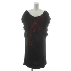 ヴィヴィアンタム VIVIENNE TAM ワンピース ミニ 半袖 2 黒 ブラック 赤 レッド フリル ビーズ刺繍 015-140251 /RRのサムネイル